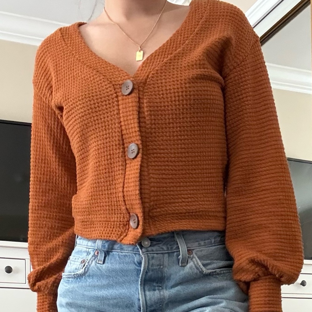 Derek Heart Waffle Knit Cardigan